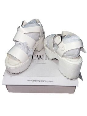 Dream Pairs White Chunky Platform Sandals for Women